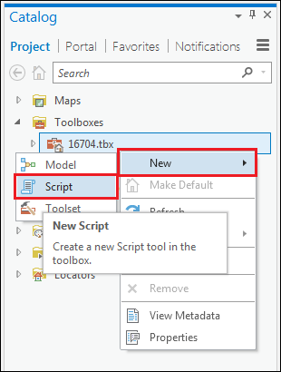 An image of the steps to create a new script tool in a toolbox