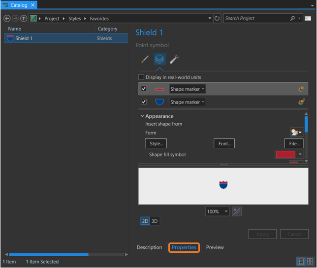 Edit symbol properties in Style view