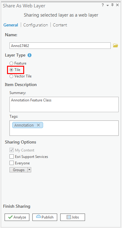 An image of the Share As Web Layer pane.