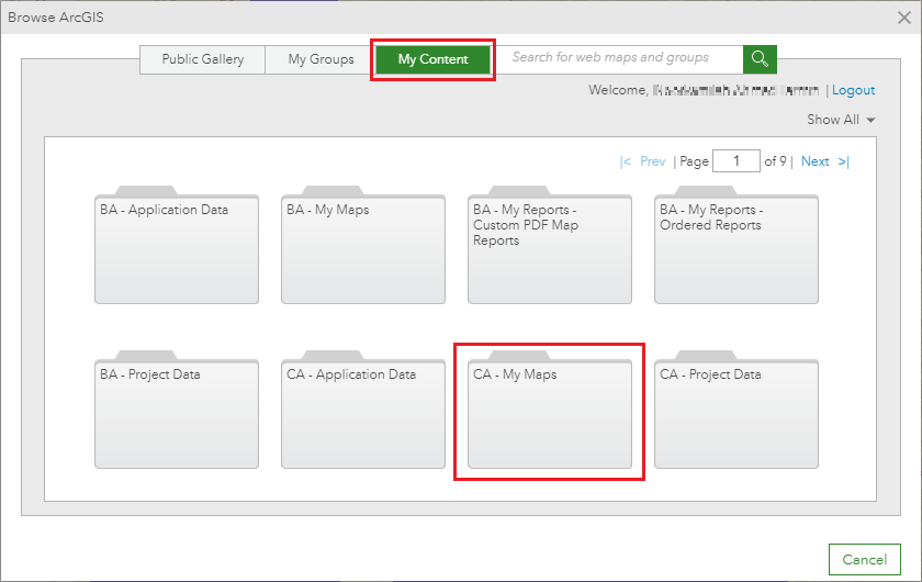 The Browse ArcGIS dialog.