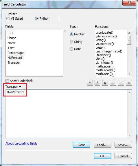 Image of the Field Calculator for the new Double field