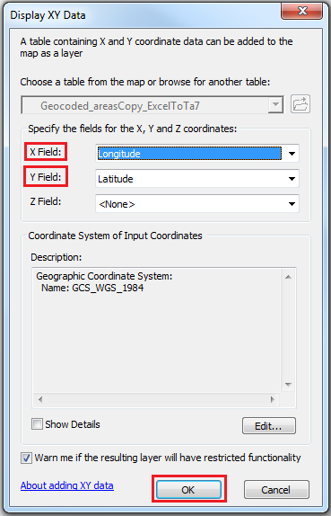 adding xy data to arcmap