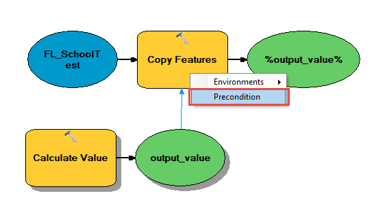 Conecte e selecione Pré-condição no ModelBuilder.