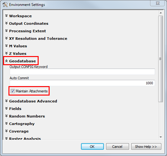 The Maintain Attachments option.