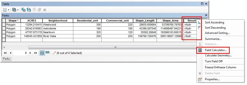 An image of opening the field calculator.