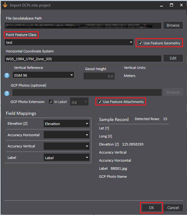 The Import from File Geodatabase window