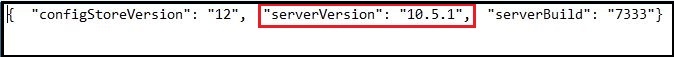 The image of the version.json file for ArcGIS Server 10.5.1.