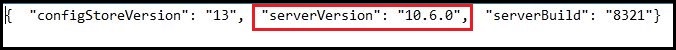 The image of updated version.json file for ArcGIS Server 10.6.
