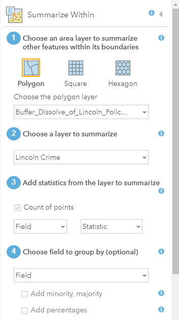 Image showing the Summarize Within pane.