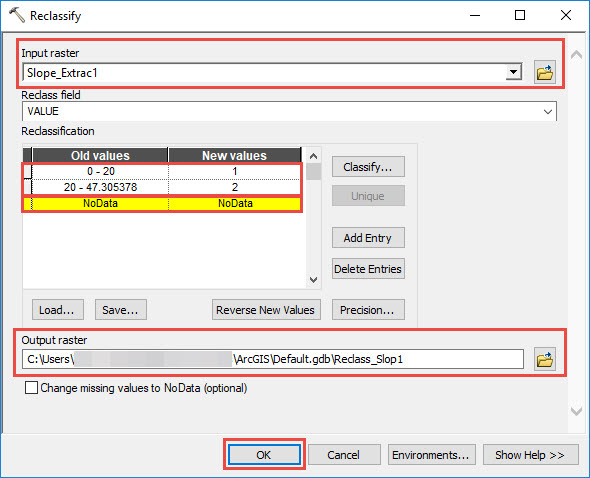 Reclassify dialog box