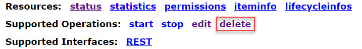 Image of the delete option in the service endpoint