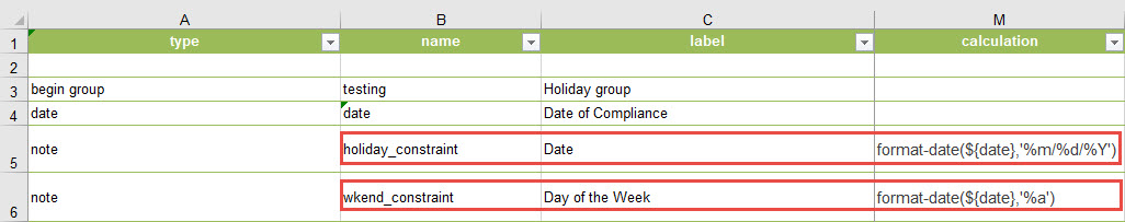 Survey table with completed calculation column