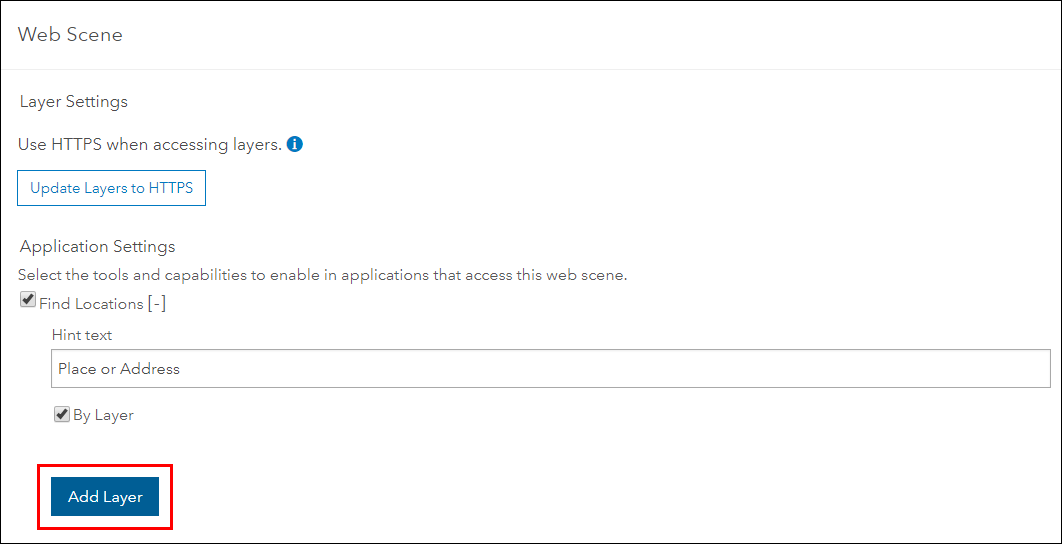 An image of the Add Layer button in the Find Locations settings.
