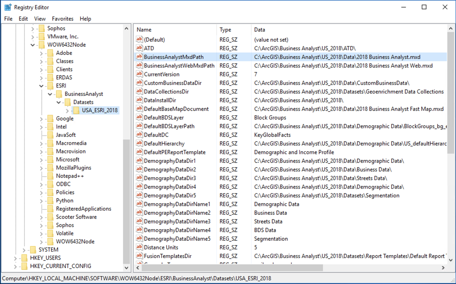 image of windows registry