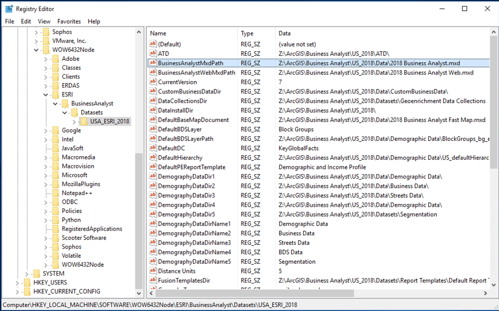 image of windows registry