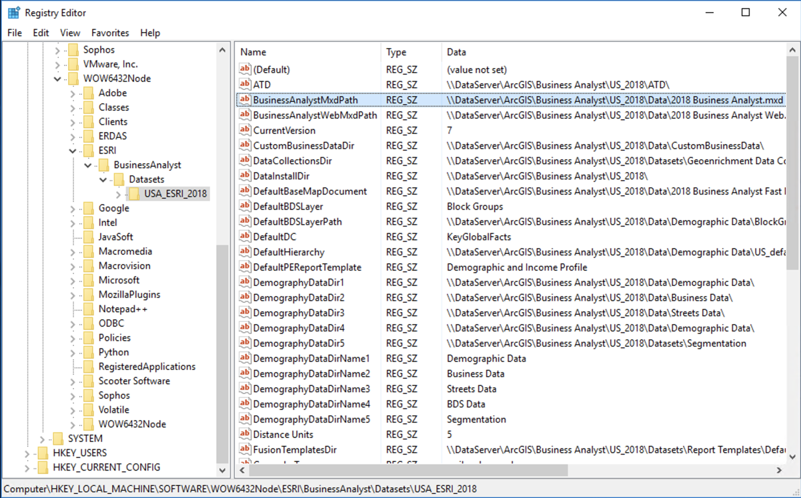 image of windows registry