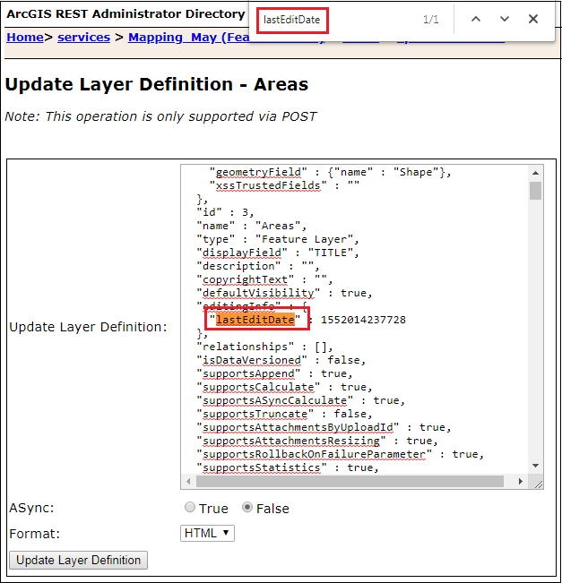 Search for lastEditDate.