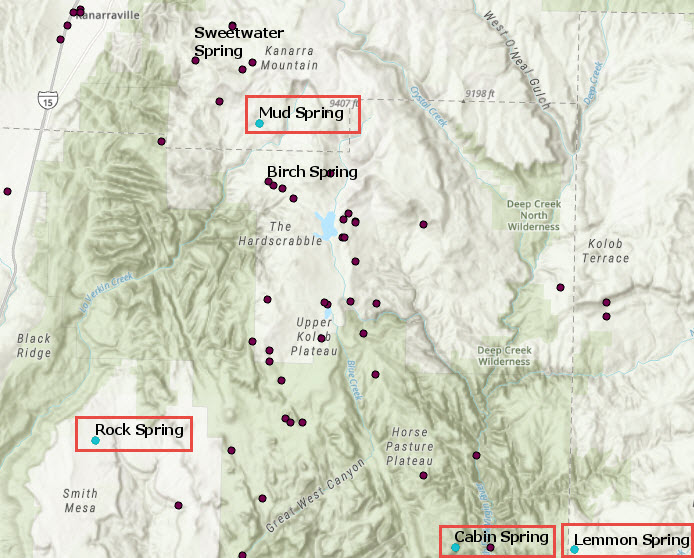 Image showing the selected features on the map