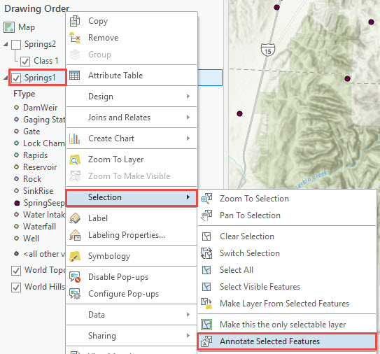 Image showing the Annote Selected features option