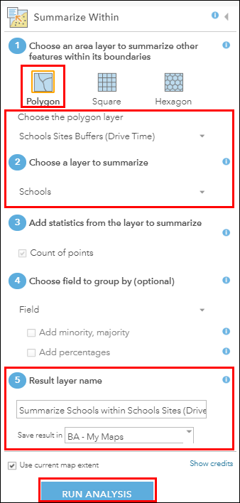 An image of the Summarize Within pane.