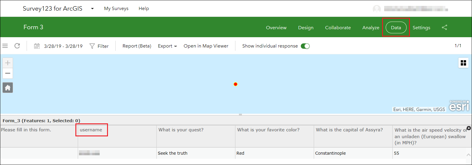 The credential of the current user signed in either in ArcGIS Online or ArcGIS Enterprise is recorded in Data