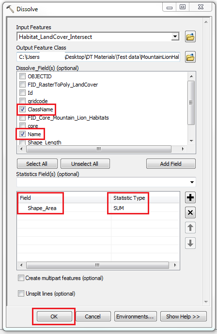 This is the Dissolve dialog box