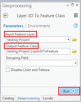The Layer 3D To Feature Class geoprocessing tool