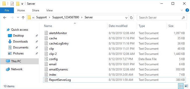 Image of the server folder