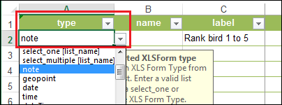 Use note as a question type