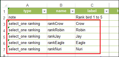 Use select_one as a question type