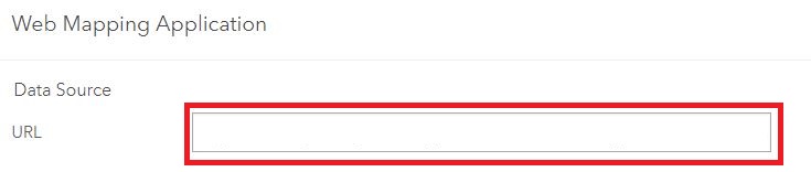 Image of the Web Mapping Application Data Source URL input box