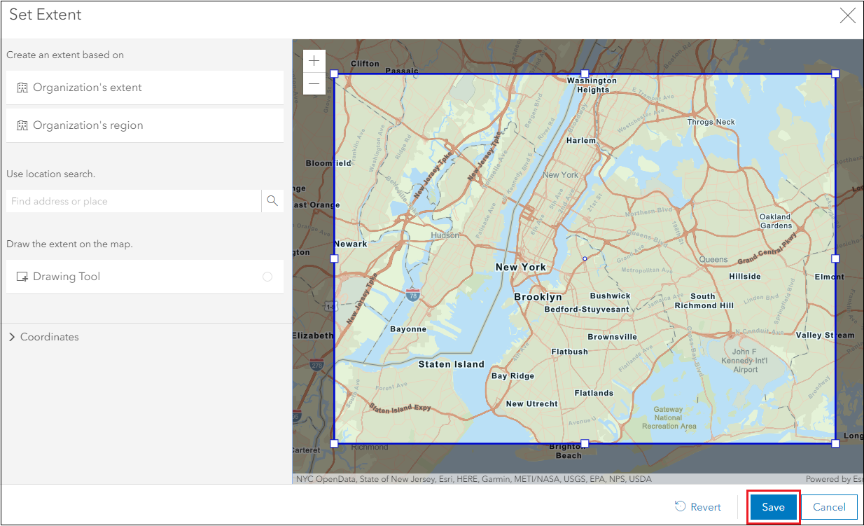 Specify the map extent