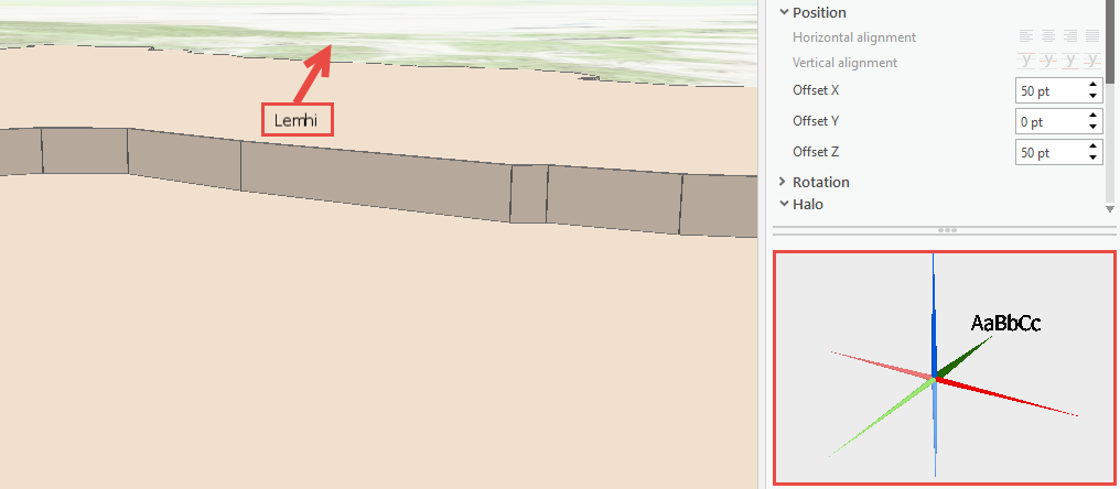 Label not positioned correctly in the scene