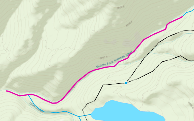 The portion of the river studied