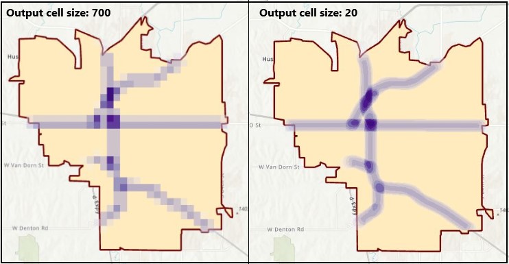Output cell size comparison.