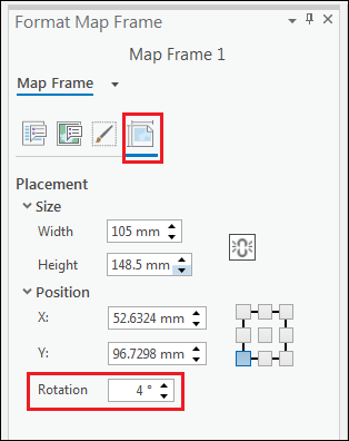 The Format Map Frame pane