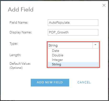 Image of the Add Field dialogue box