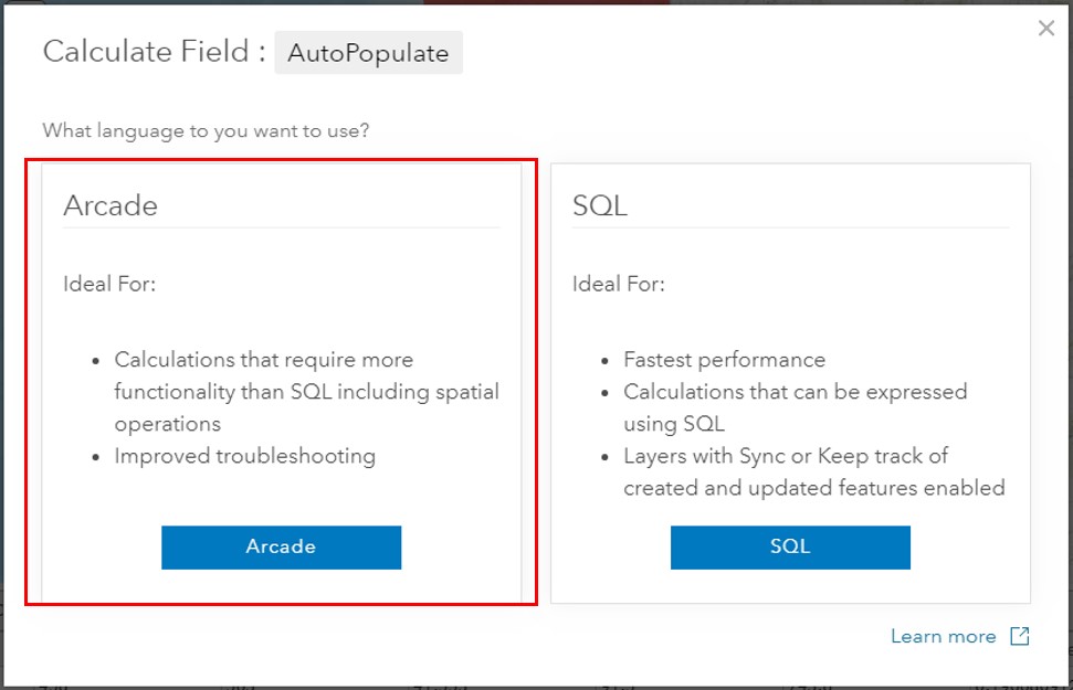 Image of the Calculate Field dialogue box