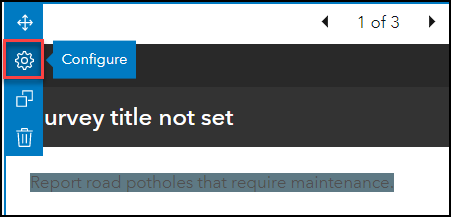 The Configure icon on the embedded survey form.