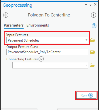 The Polygon To Centerline pane.