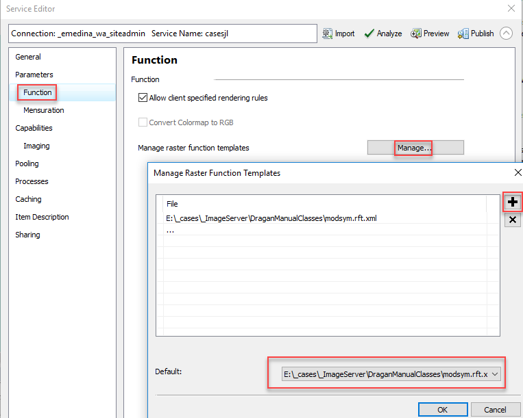 Image showing raster function template created