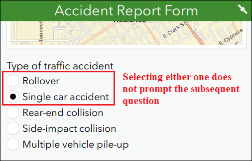 Answer choices that do not prompt the next question.