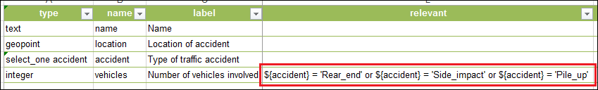 Specify the relevant column