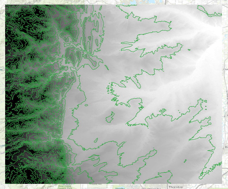 A line feature class of contours