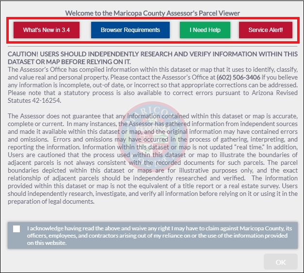 The Maricoppa County Assessor's Parcel Viewer web app.