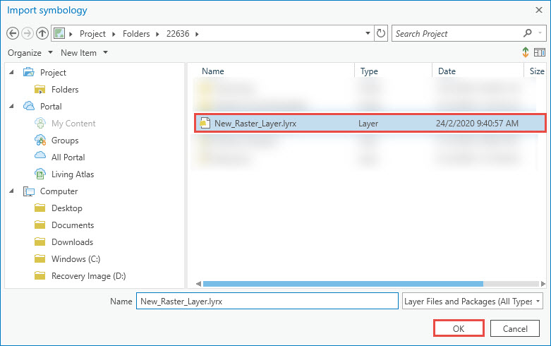 Import symbology pane