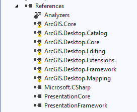 As referências quebradas do ArcGIS Pro no Visual Studio