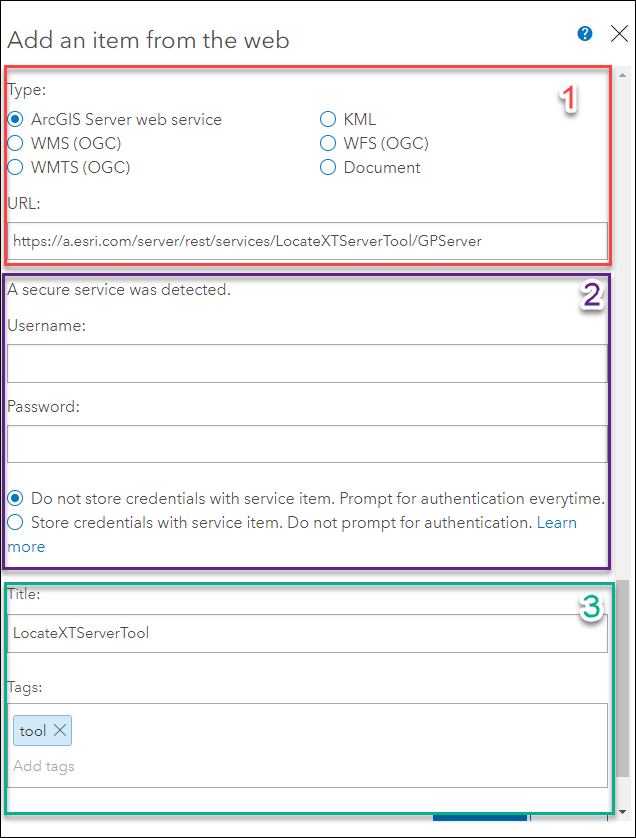 Add an item from the web window.
