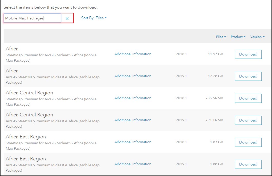 Mobile Map Packages search term.