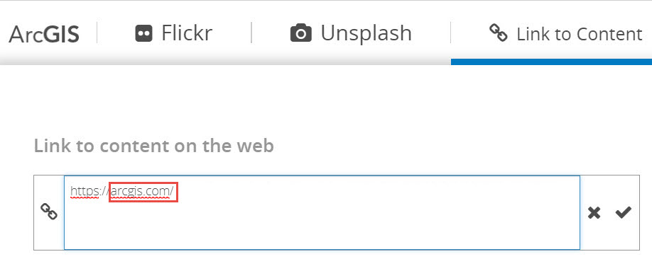 URL with the organization's short URL removed in ArcGIS StoryMaps